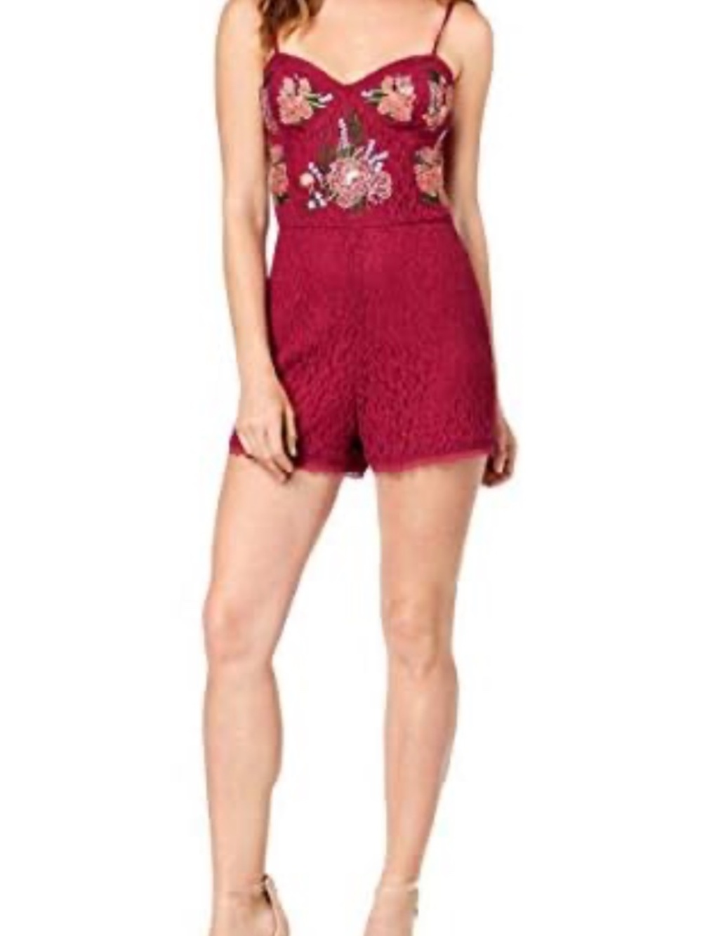 Guess Harris Romper Large Berry Lace Floral Embroidered Lingerie Sexy Flirty New